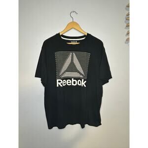 Black & White Reebok Textured Graphic Logo T-shirt | Optical - (Unisex 2XL)
